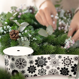 Niedlicher Spaß Modernes Schwarz-Weiß-Muster Satinband