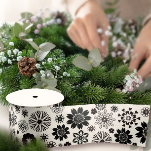 Niedlicher Spaß Modernes Schwarz-Weiß-Muster Satinband