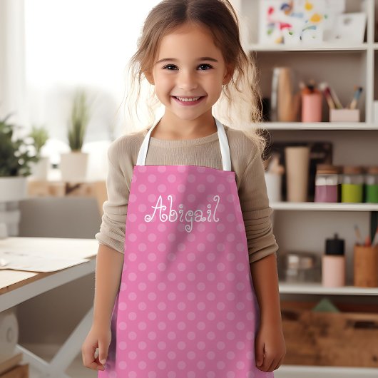 Niedlicher Spaß Personalisiert Pink Polka Dot Must Schürze