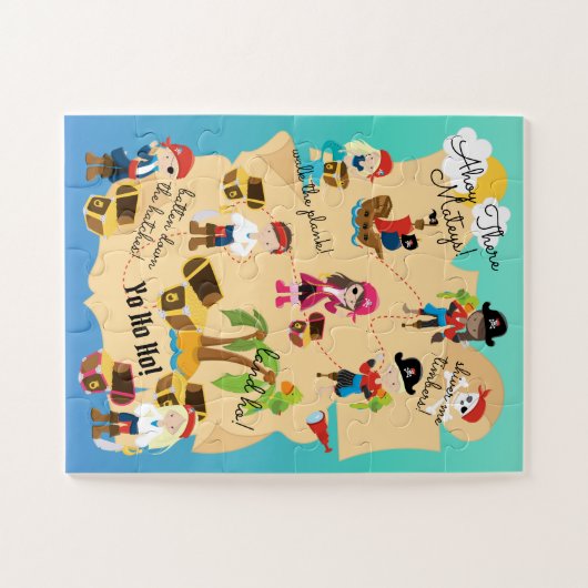 Niedlicher Spaß Personalisiert Pirate Treasmap Puzzle (Horizontal)