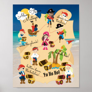 Niedlicher Spaß Personalisiert Pirate Treasure Fot Poster