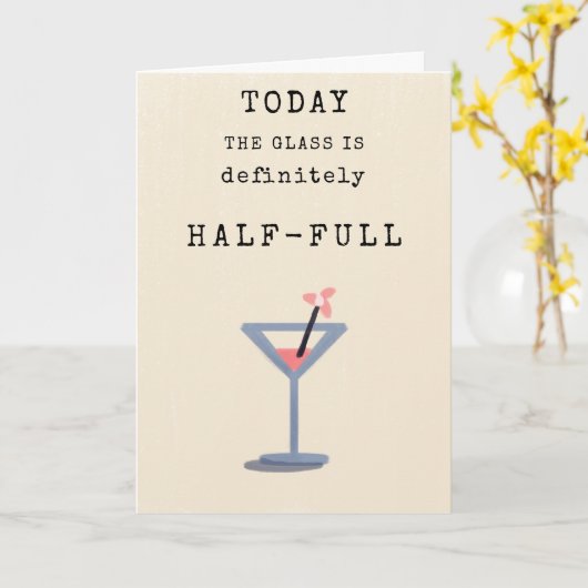 Niedlicher Spaß Pink Cocktail Glass Einfach Geburt Karte (Gelbe Blume)