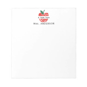 Niedlicher Spaß Red Apple Hand Drawn Lehrer Wertsc Notizblock
