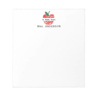 Niedlicher Spaß Red Apple Hand Drawn Lehrer Wertsc Notizblock