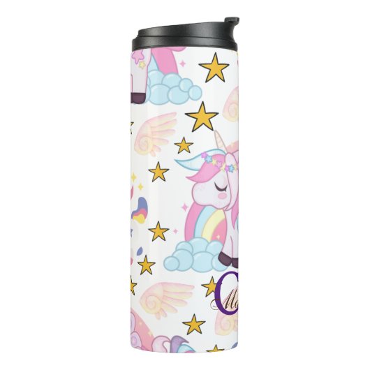 Niedlicher Spaß Rosa Lila Goldener Star Thermosbecher (Nach links gedreht)