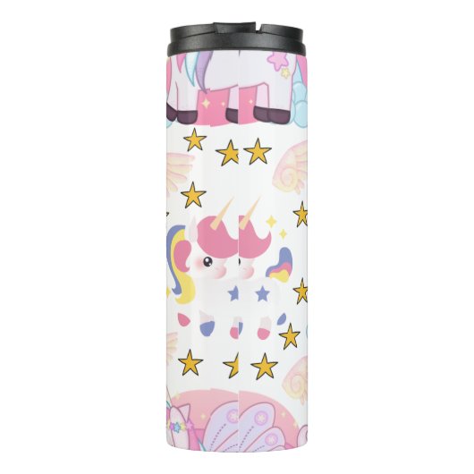 Niedlicher Spaß Rosa Lila Goldener Star Thermosbecher (Rückseite)