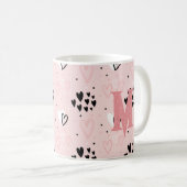 Niedlicher Spaß Rosa Schwarz Schwarzes Herz Monogr Kaffeetasse (VorderseiteRechts)