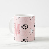 Niedlicher Spaß Rosa Schwarz Schwarzes Herz Monogr Kaffeetasse (Vorderseite Links)