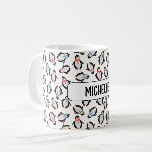 Niedlicher Spaß Schnee Weihnachtspinguine Kinder T Kaffeetasse (Vorderseite Links)