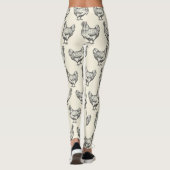 Niedlicher Spaß Schwarz Pastellgelb Kürbishuhn Hen Leggings (Rückseite)