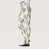 Niedlicher Spaß Schwarz Pastellgelb Kürbishuhn Hen Leggings (Links)