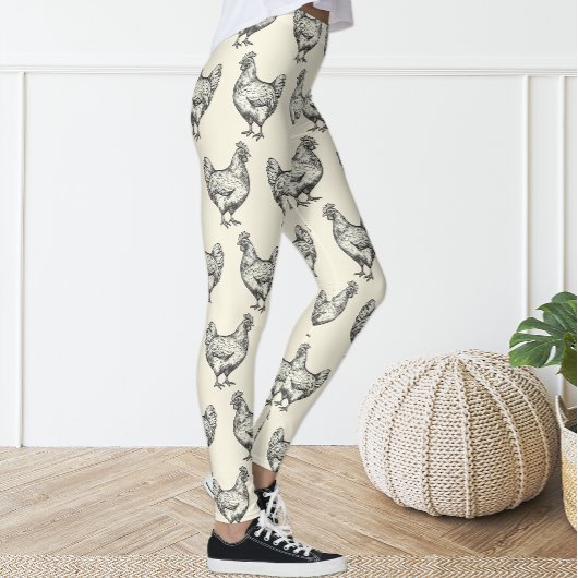 Niedlicher Spaß Schwarz Pastellgelb Kürbishuhn Hen Leggings