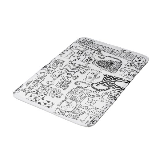 Niedlicher Spaß Schwarz-Weiß Kitty Cat Badematte (Schrägansicht)