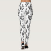 Niedlicher Spaß Schwarz-Weiß-Sketch-Hühnchen Hen Leggings (Rückseite)