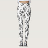 Niedlicher Spaß Schwarz-Weiß-Sketch-Hühnchen Hen Leggings (Vorderseite)