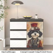 Niedlicher Spaß Steampunk Black & White Dog AB6 De Seidenpapier