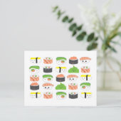 Niedlicher Spaß Sushi Illustration Muster Design C Postkarte (Stehend Vorderseite)