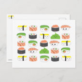 Niedlicher Spaß Sushi Illustration Muster Design C Postkarte (Vorne/Hinten)