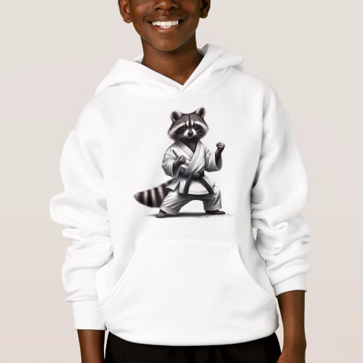 Niedlicher Spaß Tier-Spaß Raccoon Kampfkunst Hoodie (Vorderseite)