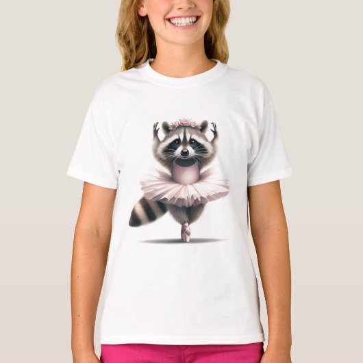 Niedlicher Spaß Tierischer Spaß Raccoon Ballerina T-Shirt (Vorderseite)