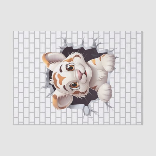 Niedlicher Spaß Tiger Cub Peeking Out Decoupage Pa Seidenpapier (Vorderseite)