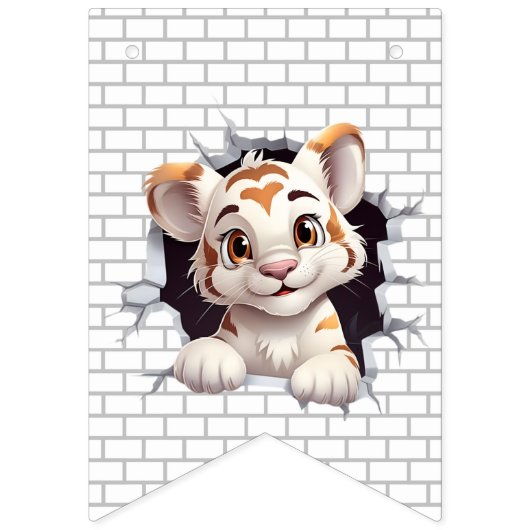 Niedlicher Spaß Tiger Cub Pinkeln aus Orange Brown Wimpelkette (Erste Fahne)