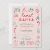 Niedlicher Spaß Weihnachten Doodles Geheimnis Weih Einladung (Vorderseite)