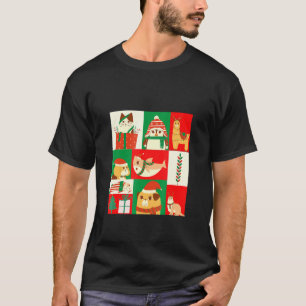 Niedlicher Spaß Weihnachten Katze Dog Shark Alpaca T-Shirt