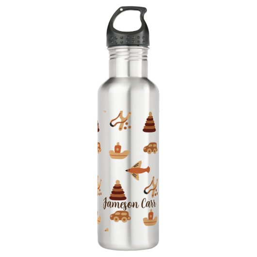 Niedlicher Spaß Wildbraun Kinderspielzeug Flugzeug Edelstahlflasche (Vorderseite)