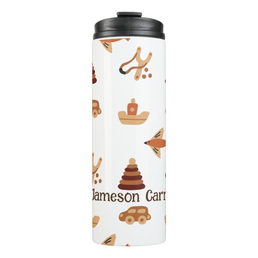 Niedlicher Spaß Wildbraun Kinderspielzeug Flugzeug Thermosbecher (Vorderseite)