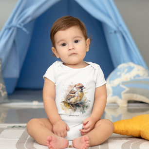 niedlicher Spatz in Wasserfarbe Baby Strampler