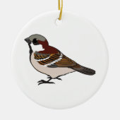 Niedlicher Spatz Keramikornament (Vorne)