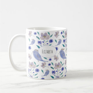 Niedlicher Spatz mit Blumenhut Kaffeetasse