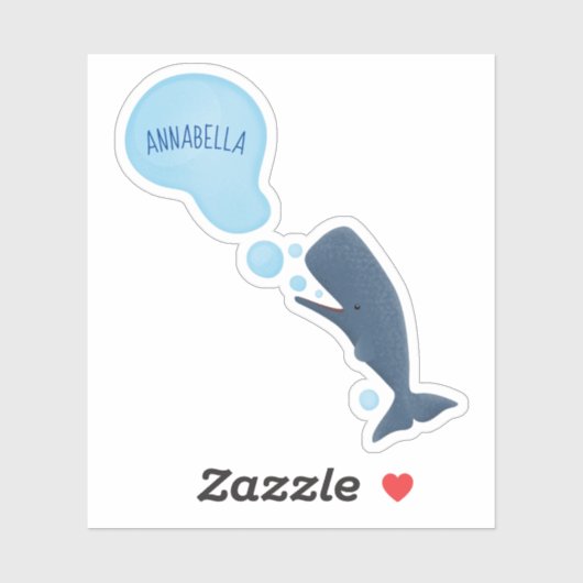 Niedlicher Spermienwal bläst Blasen Cartoon Aufkleber (Blatt)