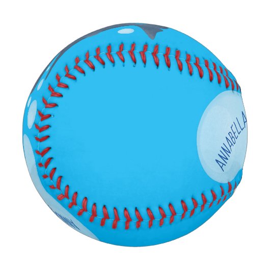 Niedlicher Spermienwal bläst Blasen Cartoon Baseball (Vorderseite Links)