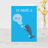 Niedlicher Spermienwal bläst Blasen Cartoon Karte (Gelbe Blume)