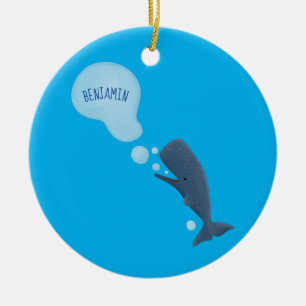 Niedlicher Spermienwal bläst Blasen Cartoon Keramik Ornament