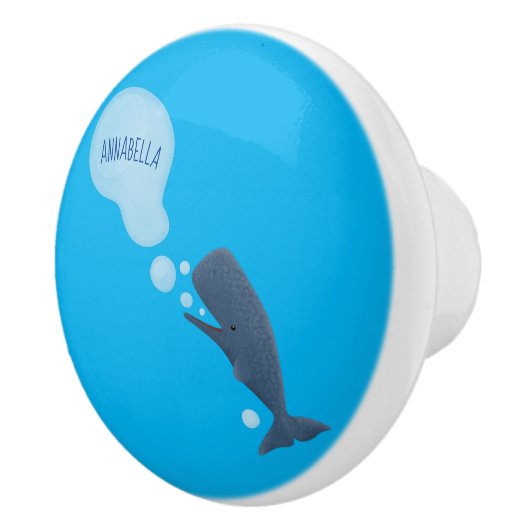 Niedlicher Spermienwal bläst Blasen Cartoon Keramikknauf (Rechts)