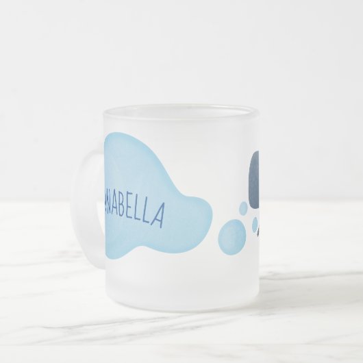 Niedlicher Spermienwal bläst Blasen Cartoon Mattglastasse (Vorderseite Links)