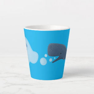 Niedlicher Spermienwal bläst Blasen Cartoon Milchtasse