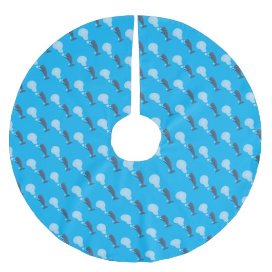 Niedlicher Spermienwal bläst Blasen Cartoon Polyester Weihnachtsbaumdecke (Vorderseite)
