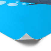 Niedlicher Spermienwal bläst Blasen Cartoon Poster (Ecke)