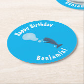 Niedlicher Spermienwal bläst Blasen Cartoon Runder Pappuntersetzer (Angewinkelt)