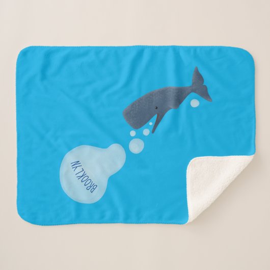 Niedlicher Spermienwal bläst Blasen Cartoon Sherpadecke (Vorderseite (Horizontal))