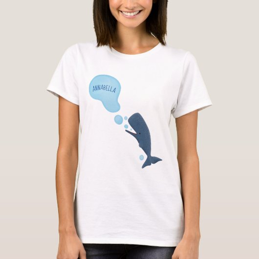 Niedlicher Spermienwal bläst Blasen Cartoon T-Shirt (Vorderseite)
