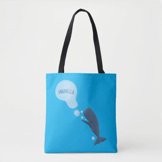 Niedlicher Spermienwal bläst Blasen Cartoon Tasche (Vorderseite)