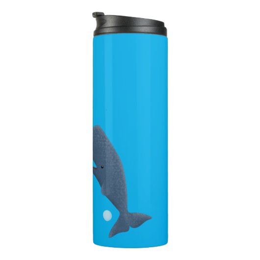 Niedlicher Spermienwal bläst Blasen Cartoon Thermosbecher (Nach rechts gedreht)