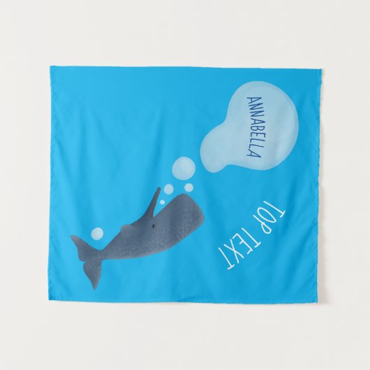 Niedlicher Spermienwal bläst Blasen Cartoon Wandteppich (Vorderseite (Horizontal))