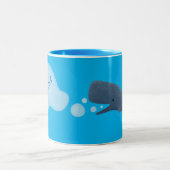 Niedlicher Spermienwal bläst Blasen Cartoon Zweifarbige Tasse (Mittel)
