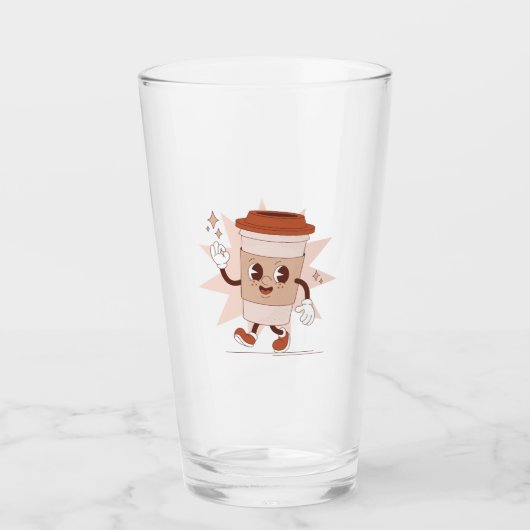 Niedlicher, spielerischer Coffee Cartoon Glas (Vorderseite)
